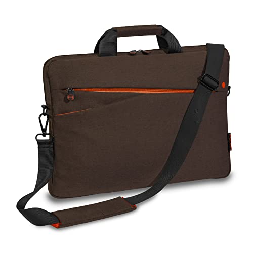 Sacoche ordinateur portable 15.6 pouces marron à bandoulière étui PC idéal pour vos déplacements
