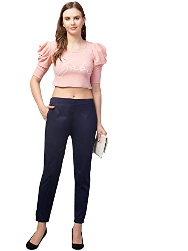 Image of Qute Women's Regular Fit Cotton Blend Casual Trousers (Pack of 1)
