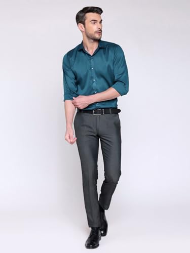 Image of IndoPrimo Men's Satin Shirt with Spread Collar Neck Line Solid Pattern Full Sleeves Regular Fit Western Style and Standard Length