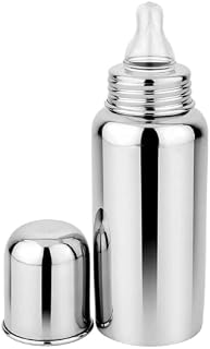 Stainless Steel Feeding Bottle 304 Grade Steel with Anti Colic Silicone Nipples - 250 ml (Silver) /Ideal for Newborns and Toddlers (Pack of 1)