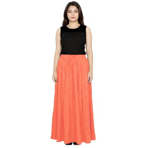 Image of Sttoffa Women Solid Color Maxi Plain Cotton Full Length White Skirt 40 inch Long Cotton Long Skirt