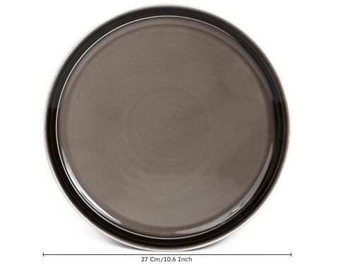 Image of Bodhi House Handcrafted Chip Resistant Porcelain Dinner Set, 18 Pieces Dish Set Serving for 6, Microwave and Dishwasher Safe, Bone-ash Free, Crockery Set for Dining and Gifting, Smoke Grey