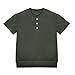 Henley Shirts for Boys Short Sleeve Button Down Crewneck Basic Pullover T-Shirt Back to School Season Fashion Tops Army Green
