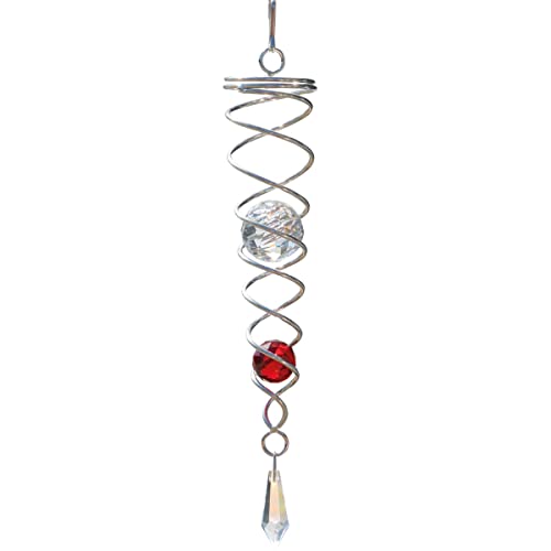 CIM Windspirale - Medium Crystal Twister Rot - Abmessung: 5x24cm - inkl. Wirbel, Haken und Nylonschnur - attraktive Dekoration