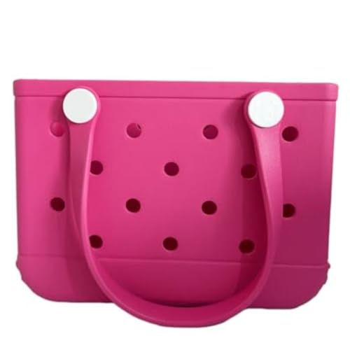 3 Sizes Rubber Beach Bag Rubber Travel Bags - Large/Medium/Small Waterproof Travel Totes Sandproof Handbag Lightweight (rose, Small)