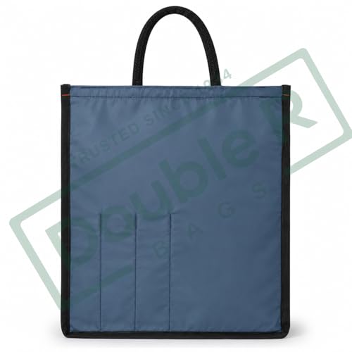 Image of DOUBLE R BAGS Unisex Eco Reusable Yoga Print Jute Cloth Lunch Bag For Tiffin Box With Bottle Organizer, Zipper & Reinforced Handle.