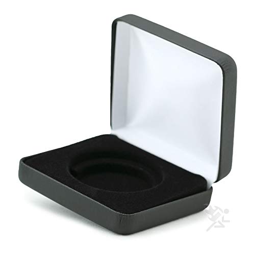 Caja presentación para monedas Air-Tite de cuero negro miniatura 1