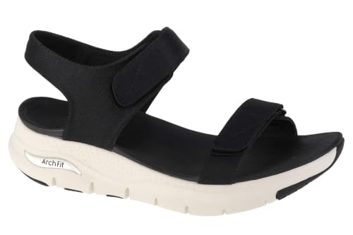 Skechers ARCH FIT TOURISTY, Sandalias para Mujer, Black Mesh, 38 EU