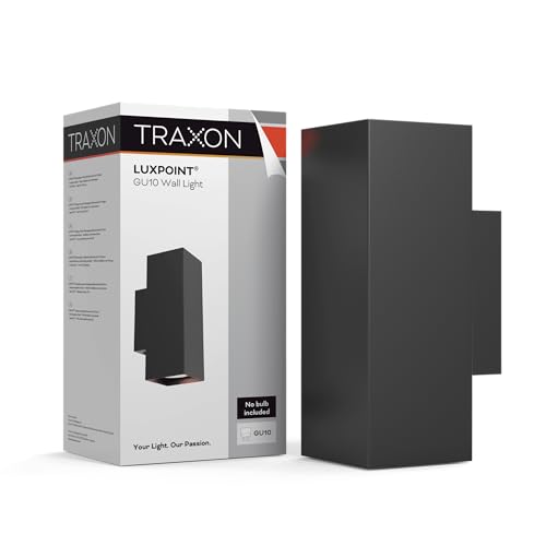 TRAXON LUXPOINT Aplique de Pared Rectangular - Wall Light para Bombilla GU10 (No Incluida) Luz Bidireccional Arriba y Abajo IP20 Interior 220V Diseño Moderno (Negro, Rectangular Doble)