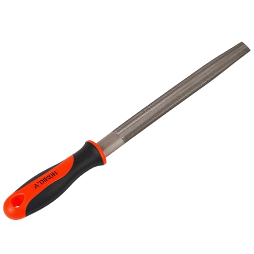 HOMKLV 8 Inch Half-Round Hand File with High Carbon Hardened Steel, Ergonomic Grip, Plastic Non-Slip Handle, Ideal for Metal, Wood, Plastic & DIY Projects