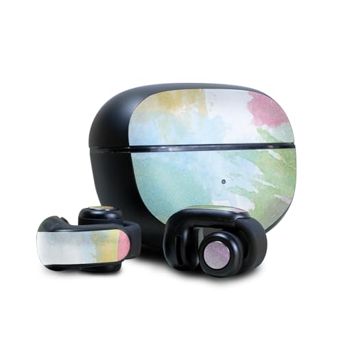Image of Glossy Glitter Skin Compatible with Bose Ultra Open Earbuds - Watercolor White - Premium 3M Vinyl Protective Wrap Decal Cover - Easy to Apply | Crafted in The USA by MightySkins