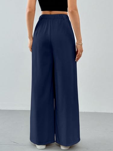 Image of Solid High Waist Straight Korean Loose Pleated Wide Leg Trouser for Women's & Girl's