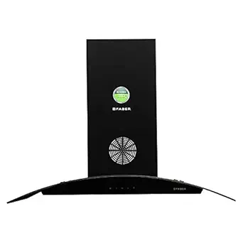 Faber 90 cm 1350 m3/HR Curved Glass Kitchen Chimney (Hood FEEL 3D PLUS MAX T2S2 BK TC 90, 3 Baffle Filters, Touch Control, Black)