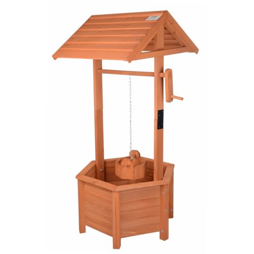 Gr8 Garden Decorative Wooden Wishing Well Bucket Planter Pot Plants Flowers Patio Gift Outdoor Decor Ornament Decoration