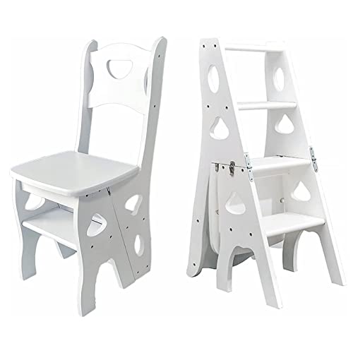 Silla plegable de madera y taburete multifuncional con 4 escalones 2