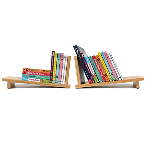 S&A Woodcraft Desktop Wood Bookshelf With Wooden Bookend, Bamboo Desk Organizer Shelf And Display Rack With Book Ends, Storage Shelf Bookcase For Office, Home Decor, Kitchen Countertop #TOP4