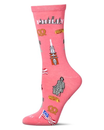 MeMoi Womens Philly Themed Rayon Blend Novelty Crew Sock