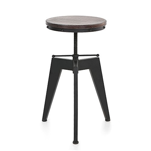 interougehome iKayaa Tabouret de Bar en Bois pin Naturel Style Industriel