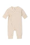 monica + andy Kimono Tie One Piece, Newborn Size, Cream, 100% Organic Baby Clothes for Girls and Boys, Baby Long Sleeve Romper, Sustainable Super Soft Fabric, Sizes For Preemie, Newborn & Infant