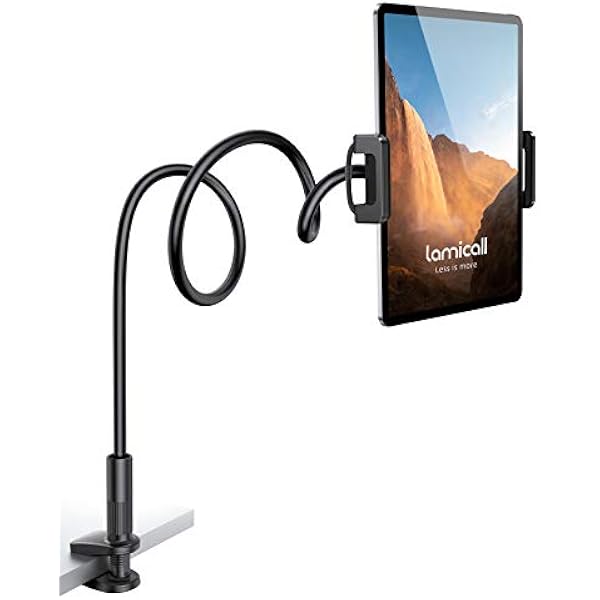 Lamicall uchwyt do tabletu, łabędzia szyja, elastyczny regulowany stojak lazy, długi ramię do iPada Mini 2 3 4, nowego iPada Pro 2020, iPada Air, iPhone’a, i innych urządzeń 4,7-10,5 cala, czarny