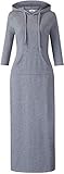 MISSKY Women's Casual Pocket Slim Pullover Maxi Hoodie Dress (L,Grey)