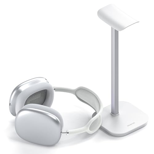 doenci Headset Holder Headphone Stand for All Over Ear Bluetooth Headphones Gaming Headset Stand Universal Holder with Weighted Base + Aluminium Tube Desk Accessories for men women (White)
