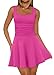 OFEEFAN Hot Pink Spring Dresses for Women Square Neck Dress Cute Short Mini Dresses for Women Party Club Casual Dress L