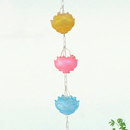 Récupérateur de pluie haut de gamme en résine colorée et coupelles lotus pour décoration extérieure
