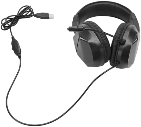 PUSOKEI Wired USB Gaming Headset with Noise Canceling Microphone, 7.1 Surround Sound Headphones RGB Lighting for PC, 40mm Drivers Memory Foam Earmuffs (Black) — view 7