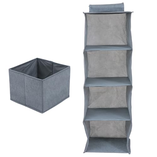 JEWEDECO 多層収納袋 収納引き出し付き 衣類整理クローゼット用 省スペース設計 防湿効果 グレー 室内 寝室向け