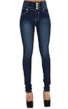 Skinny, Stretch, Bund mit Gürtelschlaufen, funktionale Fronttaschen und klassische Gesäßtaschen. Hoch tailliertes Design, das Ihre Taille sofort kleiner erscheinen lässt. 3- 4 Knöpfe an einem breiten Bund lassen den Bauch flacher wirken.