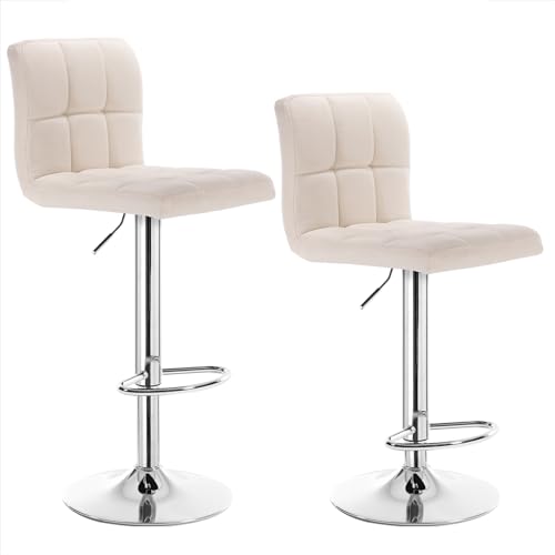 Produktbild von 2er Set CLP Minosa Barhocker – Höhenverstellbar, Drehbar, Mit Fußstütze & Rückenlehne – Ideal Für Küche, Wohnzimmer Oder Essbereich