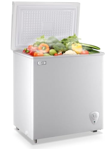 Image of WANAI Chest Freezer 5.0 Cubic Feet Freezers with Removable Storage Basket Energy Saving Perfect for Home Garage Basement Kitchen or Apartment, White