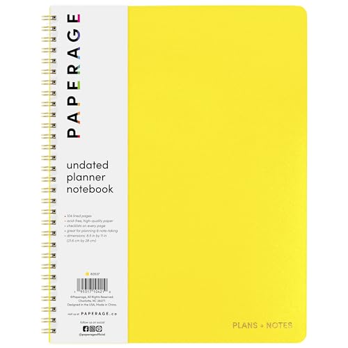 PAPERAGE Undated Daily Planner Notebook (Yellow), 8.5...