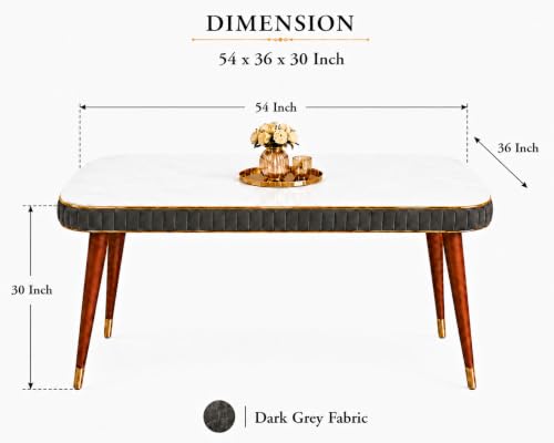 Image of WOODEN SPACE 4 Seater Wooden Dining Table Set | Urban Marble Top Dining Table with Chairs for Dining Room & Kitchen (Modern Grand Aura Dark Grey) (54 x 36 x 30 inch)