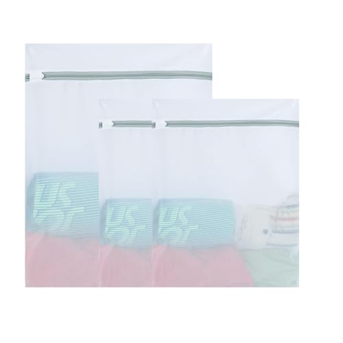 3pcs Net Laundry Bag, Mesh Laundry Bags with Hidden Zipper Laundry Bag, Thickening laundry bags for washing machine, Reusable Delicate Laundry Machine Wash Bag, for Socks, Bras,Delicates