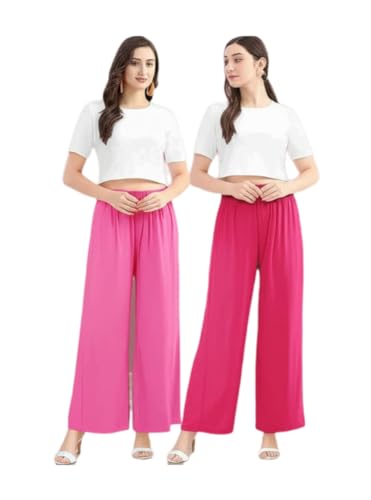 Image of Set of 2 Soft Reyon Cotton Regular Palazzo for Womens and Girls Combo Pack