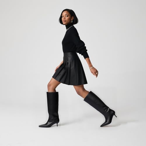 Modatope Knee High Boots Women Kitten Heels Tall Boots Pointed Toe Long Boot for Women 6