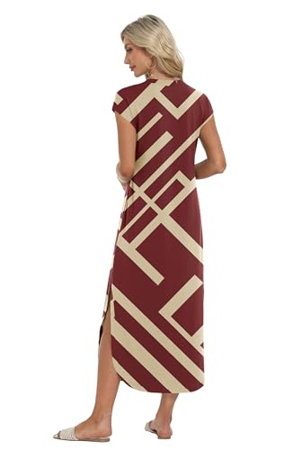 Image of HiMONE Beach Vacation Dresses for Women 2025 Sundress Cap Sleeves Casual Maxi Beach Dress with Pockets XS-2XL
