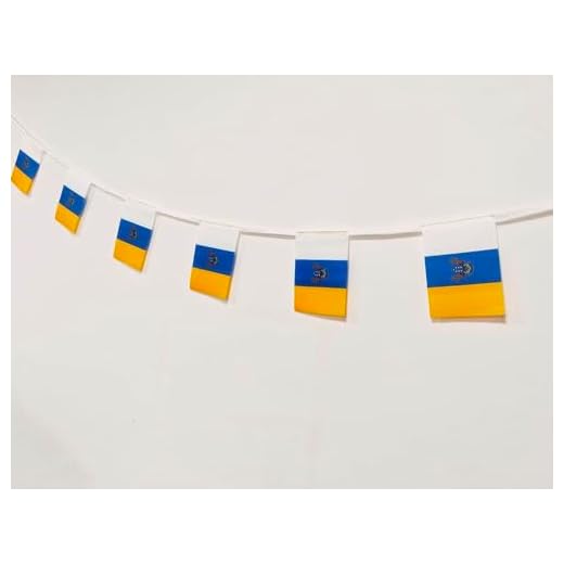 Pandiui23 Bandera de Islas Canarias 40 unidades, guirnalda 11.4M, banderines, bandera Nacional 14 x 21 cm, Oblonga, Poliéster o PVC, Decoraciones de Bares