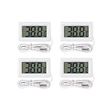 4 Unit Digital LCD Thermometer Precise Temperature Monitoring Molded 1 Meter Probe Refrigeration Display Counters Aquarium Plastic Nickel Plated Copper Moisture Resistant