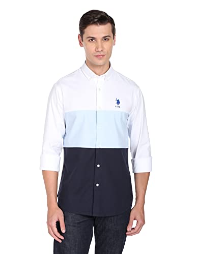 Image of U.S. POLO ASSN. Tailored Fit Shirt for Men - Cotton, Breathable & Comfortable, Full Sleeves Casual Shirt for Men