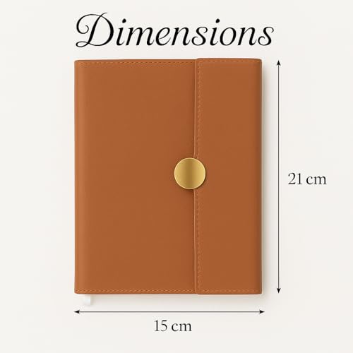 Image of A5 Journal Notebook Diary for Men Women | Office Journal Diary Notebook with Magnetic Flip Lock and Mobile Holder Pocket (200 Ruled Pages, 6 x 8.5 Inches, 80 GSM) (Round Mag. Tan)