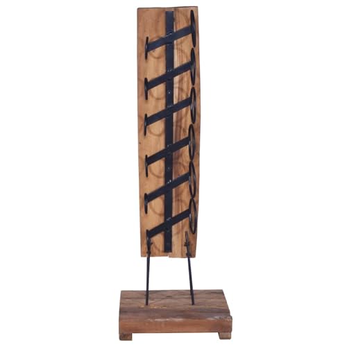 Soporte para 6 botellas madera de teca 35x35x100 cm miniatura 1