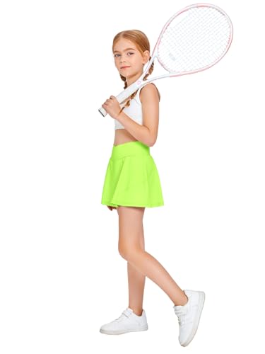 Image of Haloumoning Girls Tennis Skirt High Waisted Athletic Skorts | Pockets Shorts, Crossover,Workout Golf Running Skirts