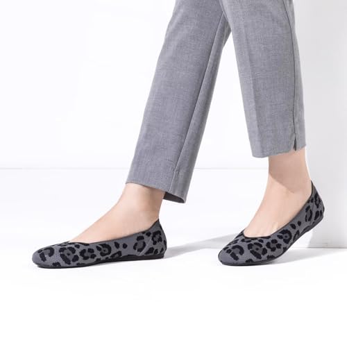 Image of Frank Mully Women's Ballet Flat Shoes Knit Dress Shoes Round Toe Slip On Ballerina Flats for Woman Low Wedge Comfort Soft