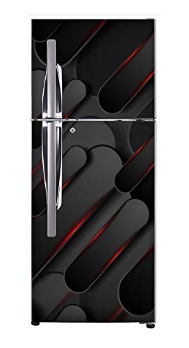JNM Enterprse Abstract Decorative 3D Design with red Light Effect Full Fridge Cover Wallpaper Extra Large Fridge Sticker (PVC Vinyl Covering Area 61cm X 160cm )