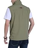 Vanchenl Herren Casual Utility Reisen Angeln Weste Outdoor Arbeit Leichtgewicht Safari Foto Multi Taschen Westen Khaki L