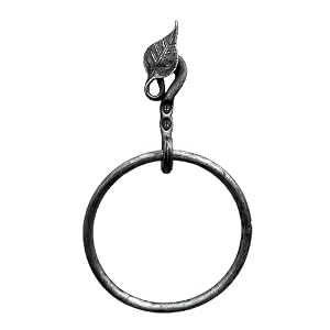 Hand Forged Metal Leaf Towel Ring Wrought Iron Handmade Wall Mounted Hand Towel Holder Modern Farmhouse Kitchen Towel Ring Black Antique Finish Heavy Duty Bathroom Towel Ring Holder by Living Ideas