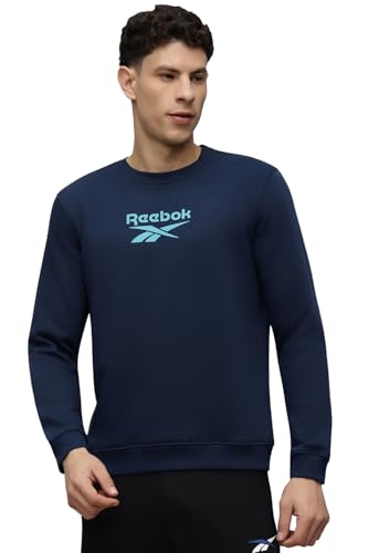 Image of Reebok Men's Classic Crew Sweatshirt - Cozy Fleece Pullover, No Hoodie Design